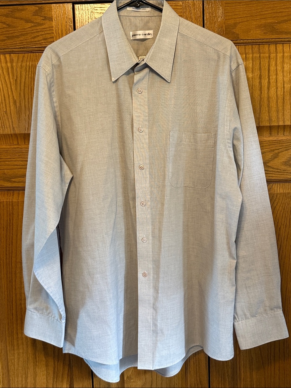 Pierre Cardin Light Gray Long-Sleeve Dress Shirt-Size: 16-16.5–34/35